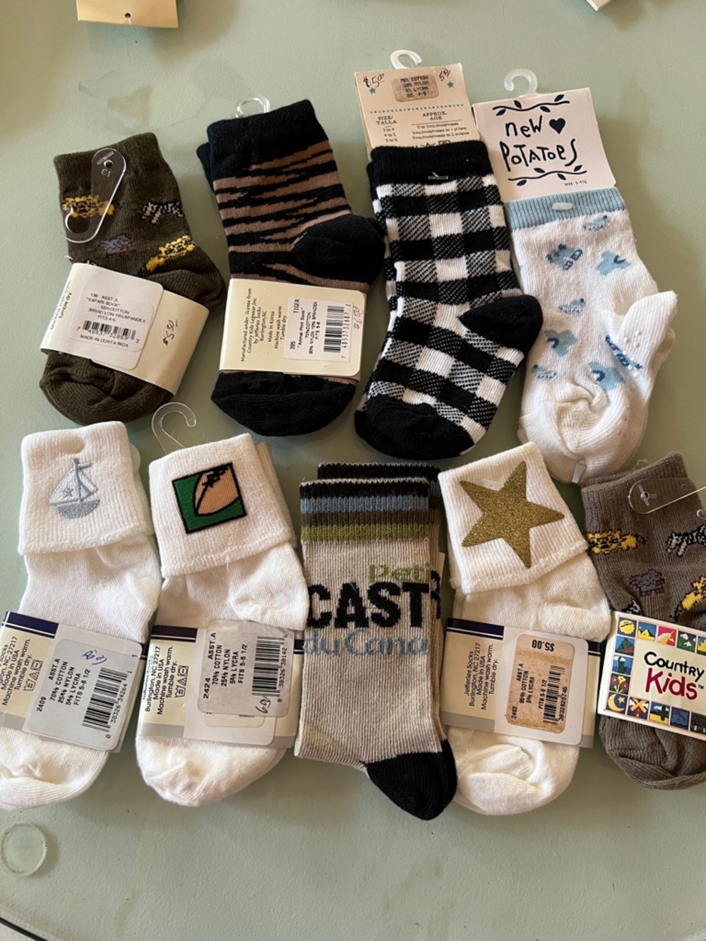 Vintage Boys' Patterned Crew Socks Assorted Multipack- 9 pairs Size 4-6 1/2